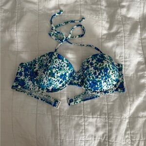 J. Crew Mayapple Blue Floral Bikini Top 36B